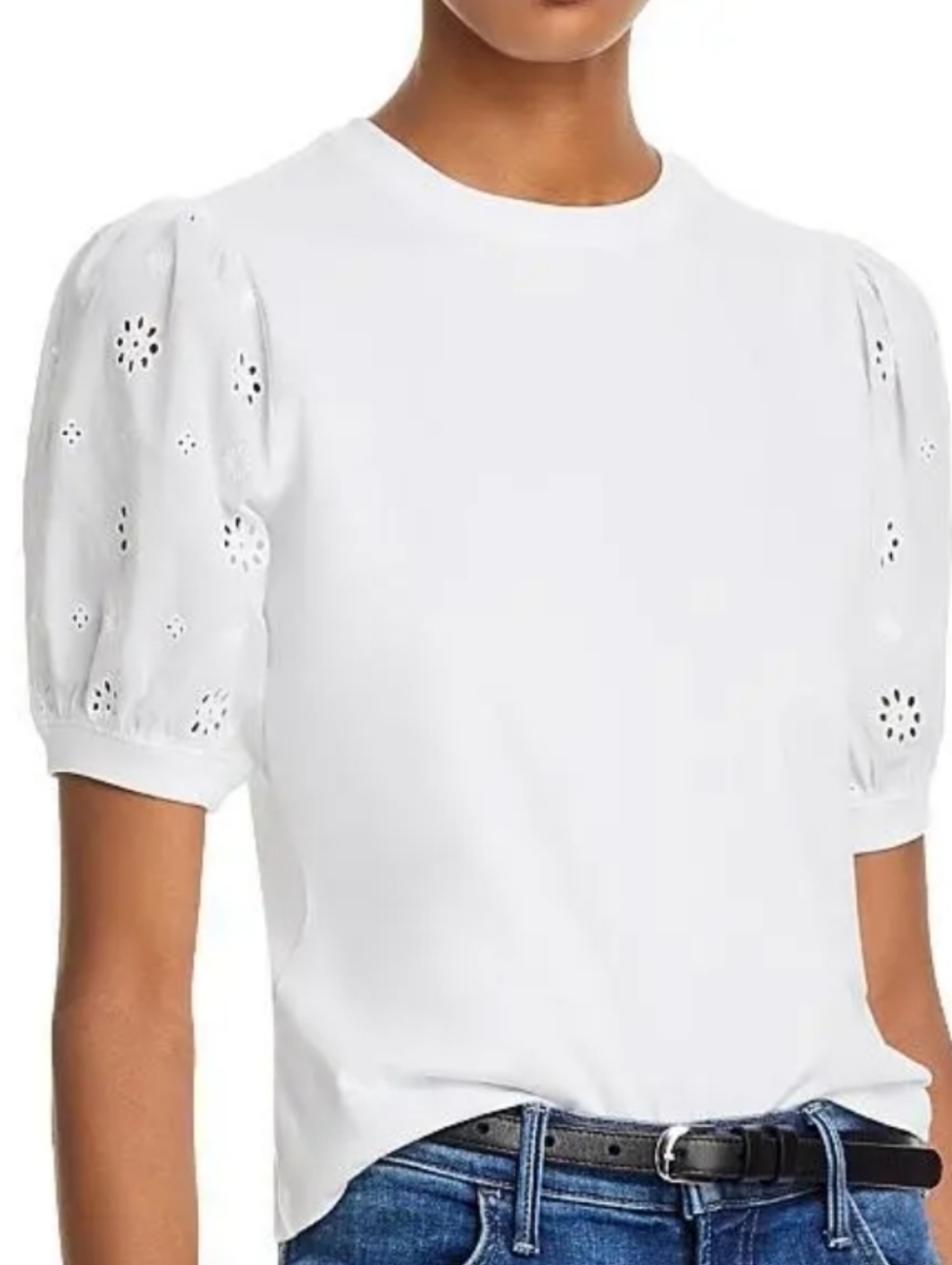 Frame Lace Sleeve Tee NWT